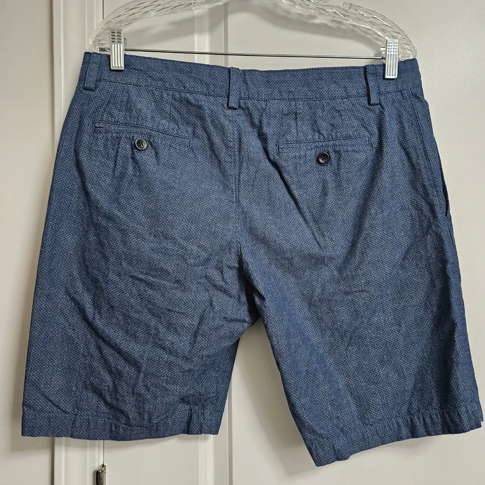 Banana Republic Shorts Mens 33 Blue Aiden Short Slim Fit Micro Pattern Cotton